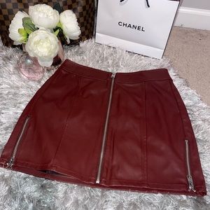 Burgundy mini skirt